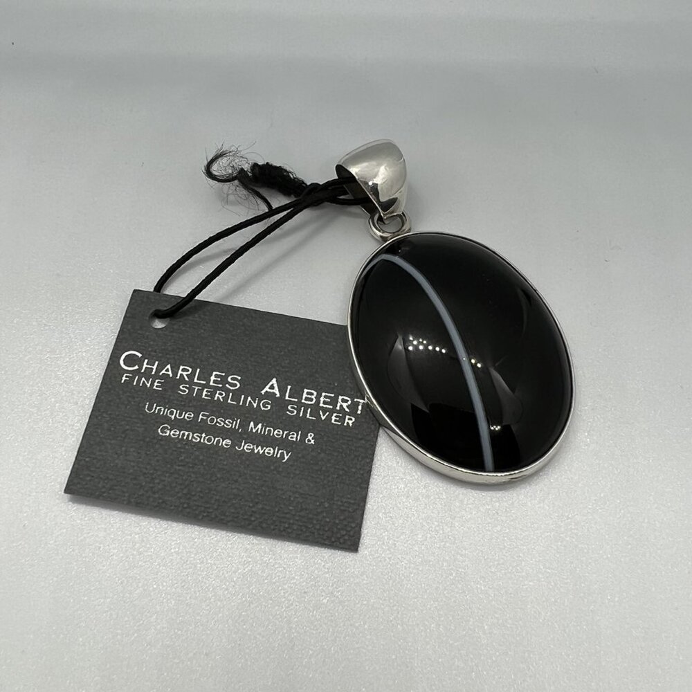 .925 Sterling Silver Black Sardonyx Pendant